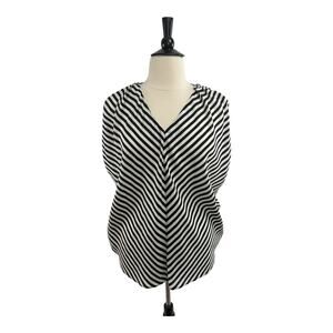 Jaloux Black and White Chevron Striped Sleeveless Tunic, Size M